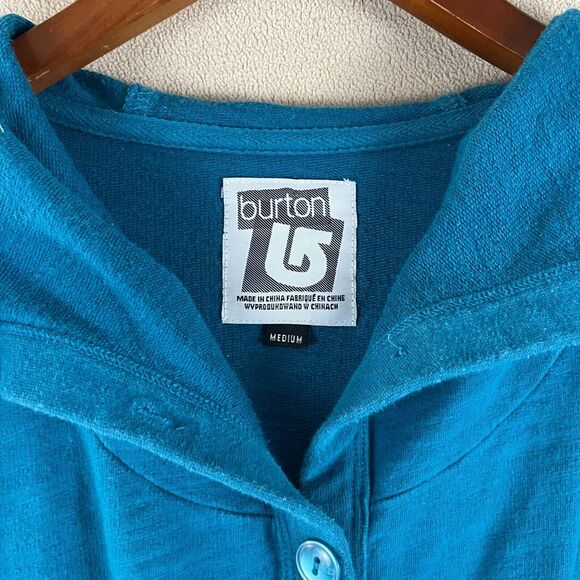 Burton Women's Cardigan Jacket Sz Medium Blue Hooded Button Up Outerwear Y2K - Picture 2 of 6